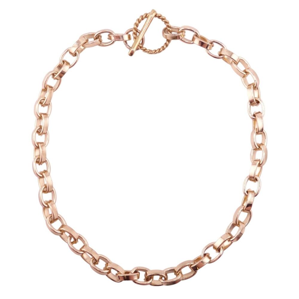 Chunky Cable Link Toggle Closure Gold Plated Necklace 19" NWT